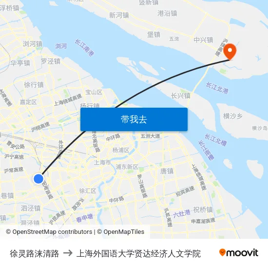 徐灵路涞清路 to 上海外国语大学贤达经济人文学院 map