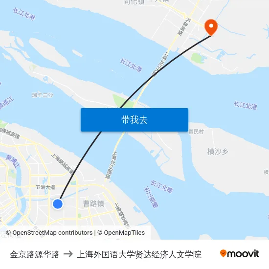 金京路源华路 to 上海外国语大学贤达经济人文学院 map