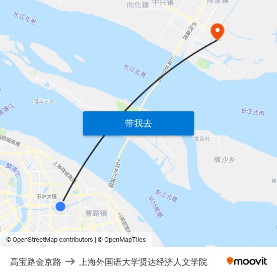 高宝路金京路 to 上海外国语大学贤达经济人文学院 map