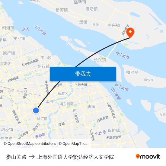 娄山关路 to 上海外国语大学贤达经济人文学院 map