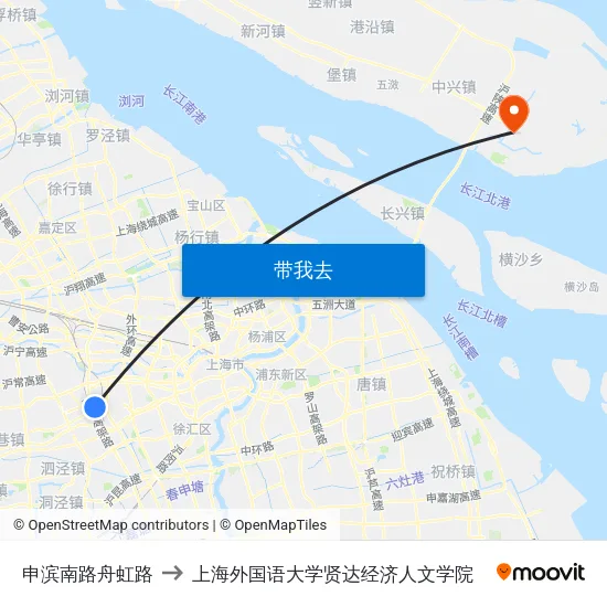 申滨南路舟虹路 to 上海外国语大学贤达经济人文学院 map
