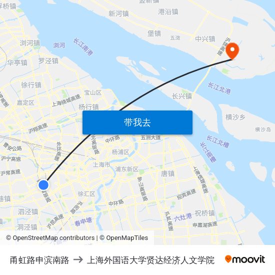 甬虹路申滨南路 to 上海外国语大学贤达经济人文学院 map