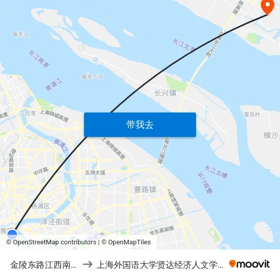 金陵东路江西南路 to 上海外国语大学贤达经济人文学院 map