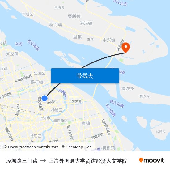 凉城路三门路 to 上海外国语大学贤达经济人文学院 map