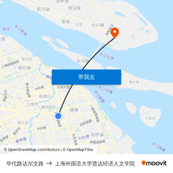 华佗路达尔文路 to 上海外国语大学贤达经济人文学院 map