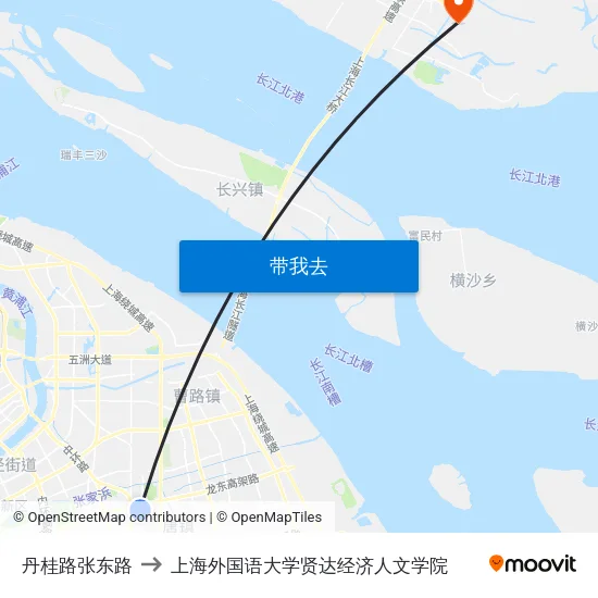 丹桂路张东路 to 上海外国语大学贤达经济人文学院 map