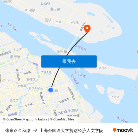 张东路金秋路 to 上海外国语大学贤达经济人文学院 map