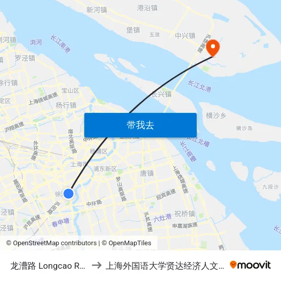 龙漕路 Longcao Road to 上海外国语大学贤达经济人文学院 map