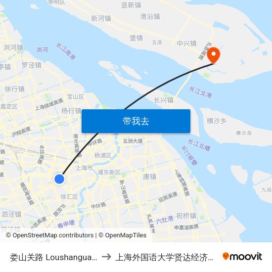 娄山关路 Loushanguan Road to 上海外国语大学贤达经济人文学院 map