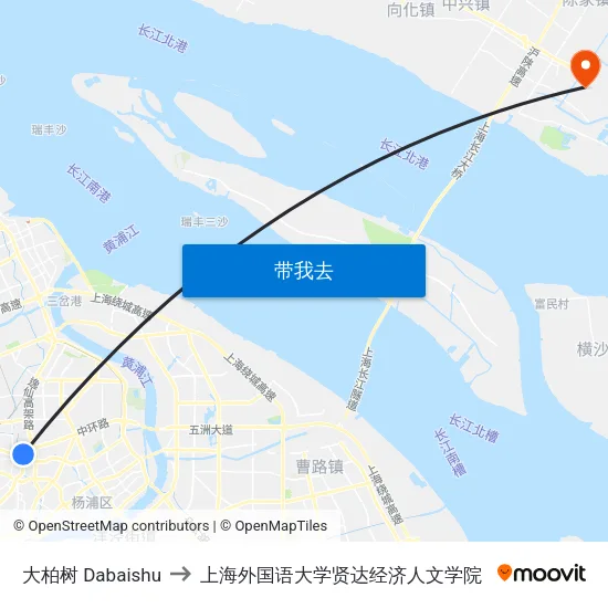 大柏树 Dabaishu to 上海外国语大学贤达经济人文学院 map