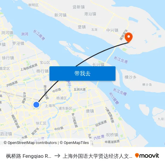 枫桥路 Fengqiao Road to 上海外国语大学贤达经济人文学院 map
