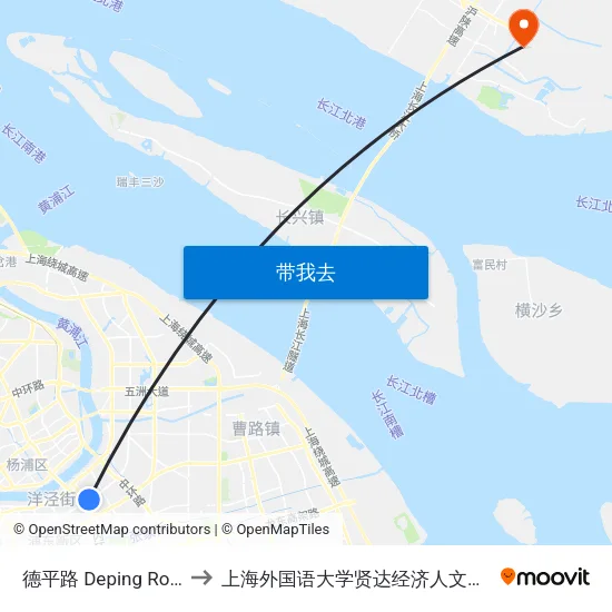 德平路 Deping Road to 上海外国语大学贤达经济人文学院 map