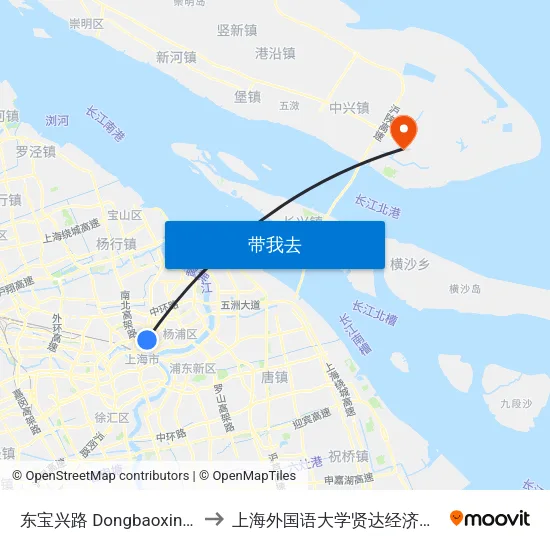 东宝兴路 Dongbaoxing Road to 上海外国语大学贤达经济人文学院 map