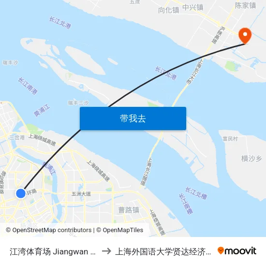 江湾体育场 Jiangwan Stadium to 上海外国语大学贤达经济人文学院 map