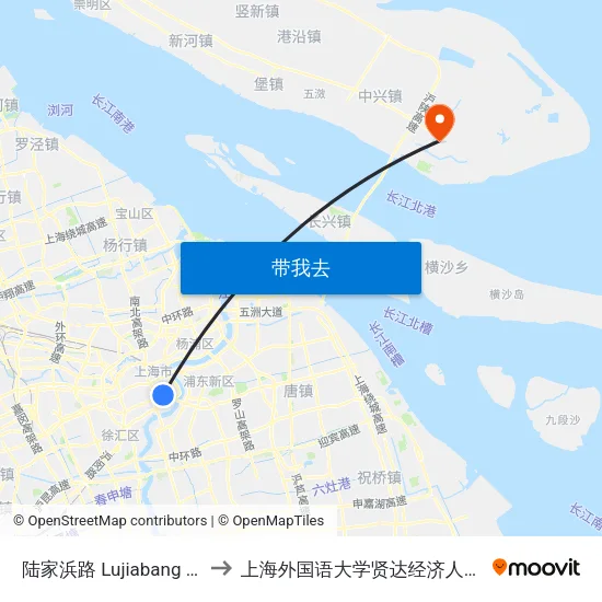 陆家浜路 Lujiabang Road to 上海外国语大学贤达经济人文学院 map