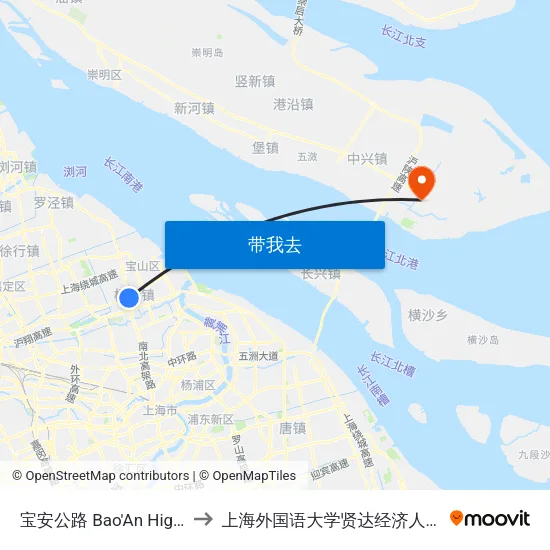 宝安公路 Bao'An Highway to 上海外国语大学贤达经济人文学院 map