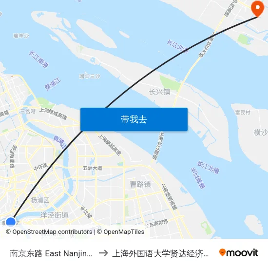 南京东路 East Nanjing Road to 上海外国语大学贤达经济人文学院 map