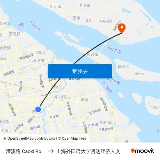 漕溪路 Caoxi Road to 上海外国语大学贤达经济人文学院 map