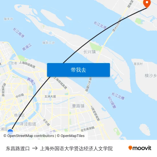 东昌路渡口 to 上海外国语大学贤达经济人文学院 map