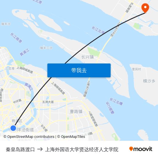 秦皇岛路渡口 to 上海外国语大学贤达经济人文学院 map