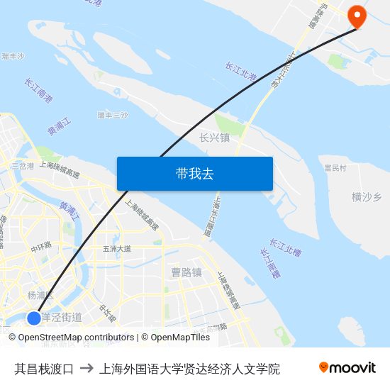 其昌栈渡口 to 上海外国语大学贤达经济人文学院 map