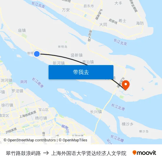 翠竹路鼓浪屿路 to 上海外国语大学贤达经济人文学院 map