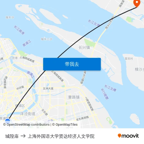 城隍庙 to 上海外国语大学贤达经济人文学院 map