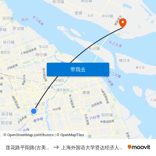 莲花路平阳路(古美八村) to 上海外国语大学贤达经济人文学院 map