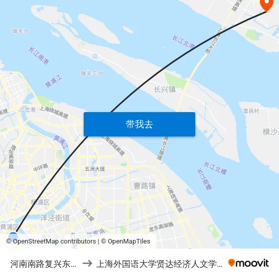 河南南路复兴东路 to 上海外国语大学贤达经济人文学院 map