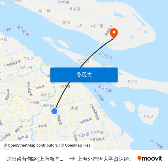 龙阳路芳甸路(上海新国际博览中心) to 上海外国语大学贤达经济人文学院 map