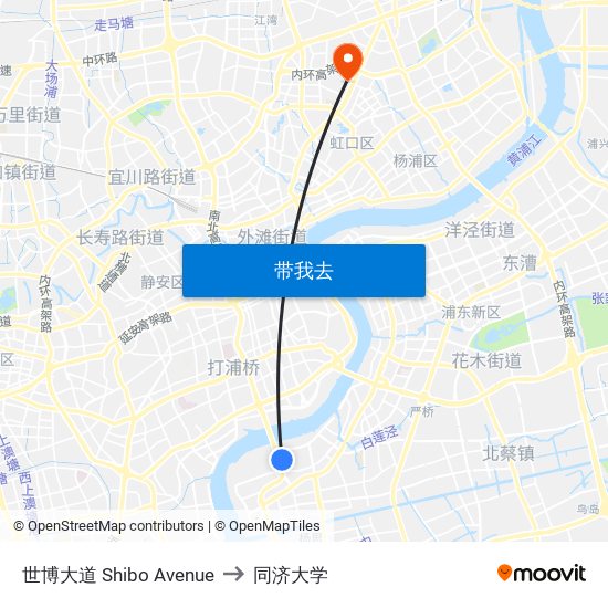 世博大道 Shibo Avenue to 同济大学 map