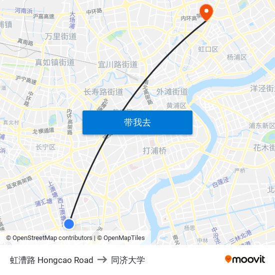 虹漕路 Hongcao Road to 同济大学 map