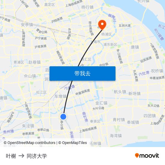 叶榭 to 同济大学 map