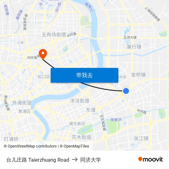 台儿庄路 Taierzhuang Road to 同济大学 map