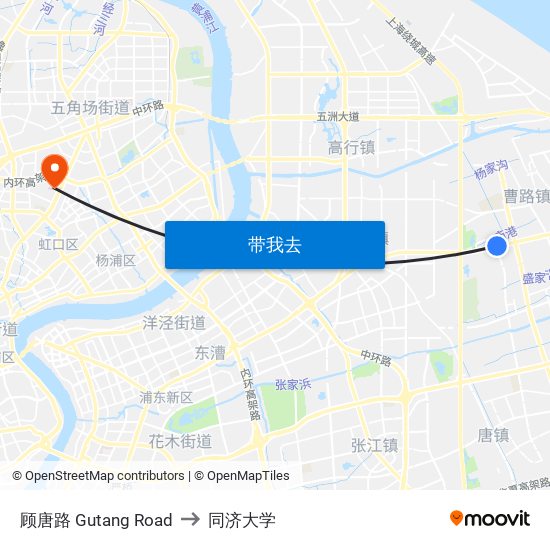 顾唐路 Gutang Road to 同济大学 map