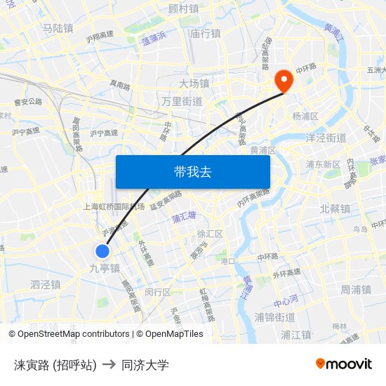 涞寅路 (招呼站) to 同济大学 map