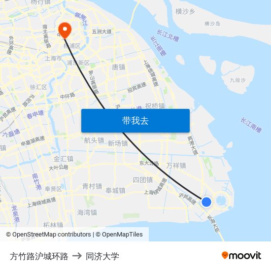 方竹路沪城环路 to 同济大学 map