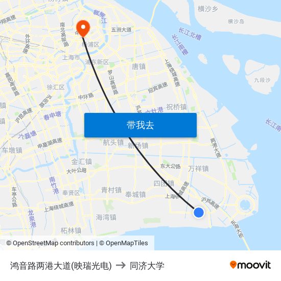 鸿音路两港大道(映瑞光电) to 同济大学 map