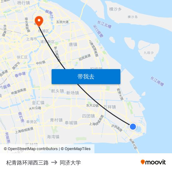 杞青路环湖西三路 to 同济大学 map