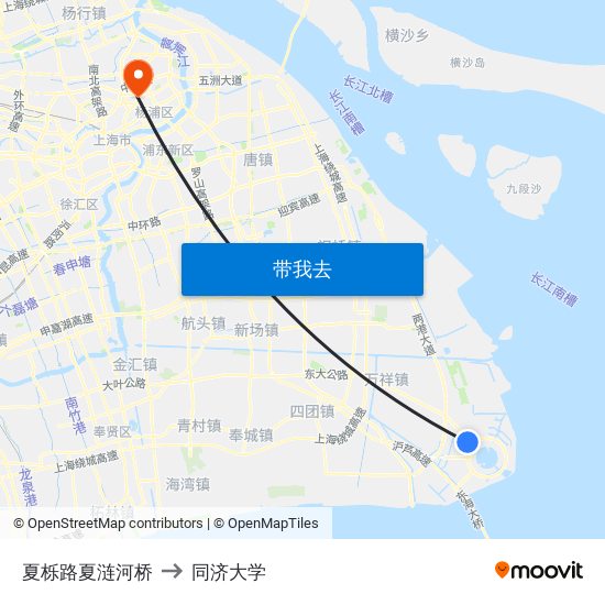 夏栎路夏涟河桥 to 同济大学 map