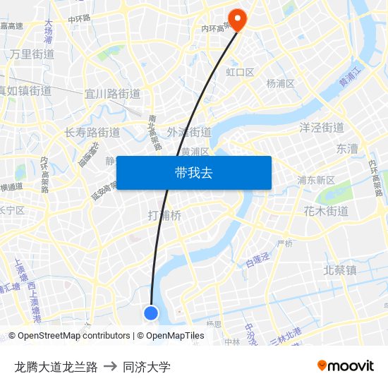 龙腾大道龙兰路 to 同济大学 map