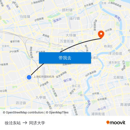 徐泾东站 to 同济大学 map