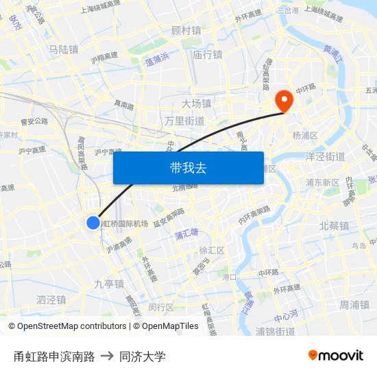 甬虹路申滨南路 to 同济大学 map