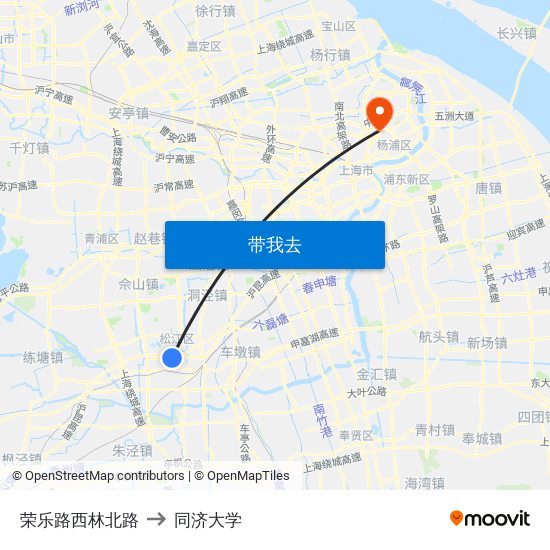 荣乐路西林北路 to 同济大学 map