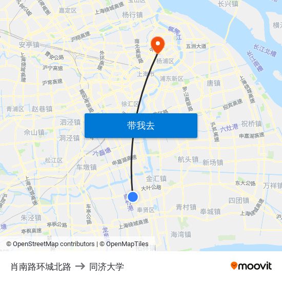 肖南路环城北路 to 同济大学 map