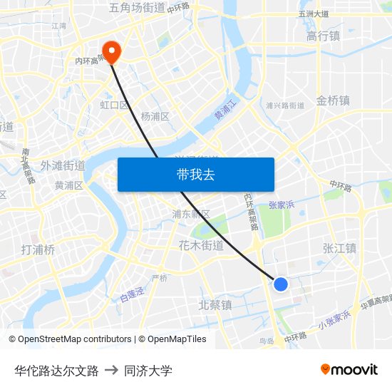 华佗路达尔文路 to 同济大学 map