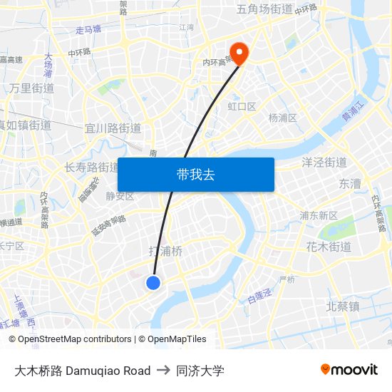 大木桥路 Damuqiao Road to 同济大学 map