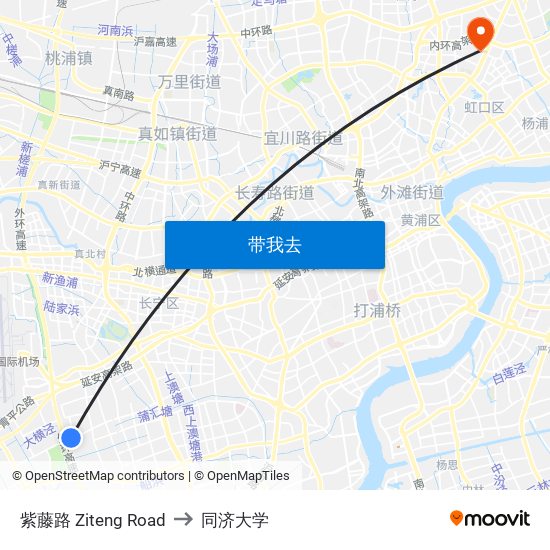 紫藤路 Ziteng Road to 同济大学 map