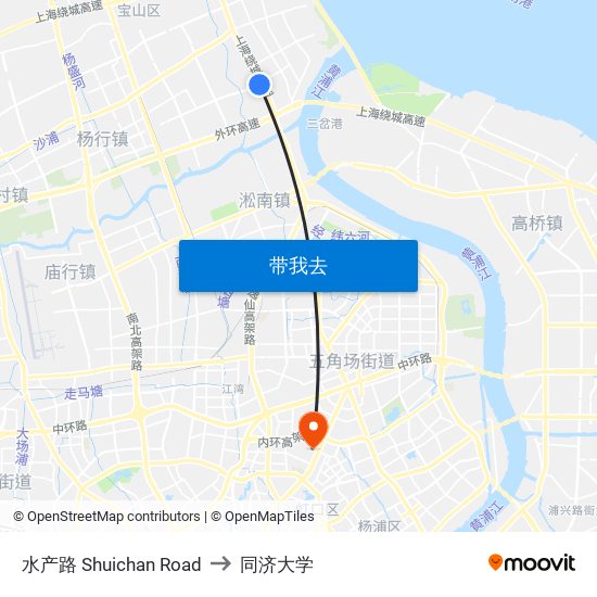 水产路 Shuichan Road to 同济大学 map