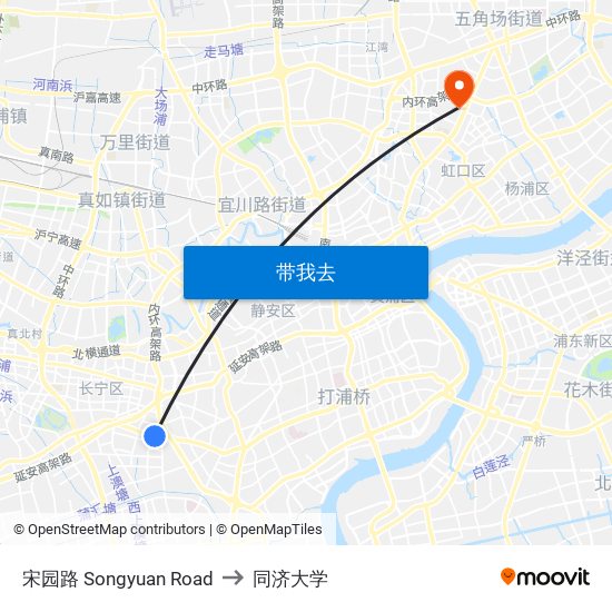 宋园路 Songyuan Road to 同济大学 map